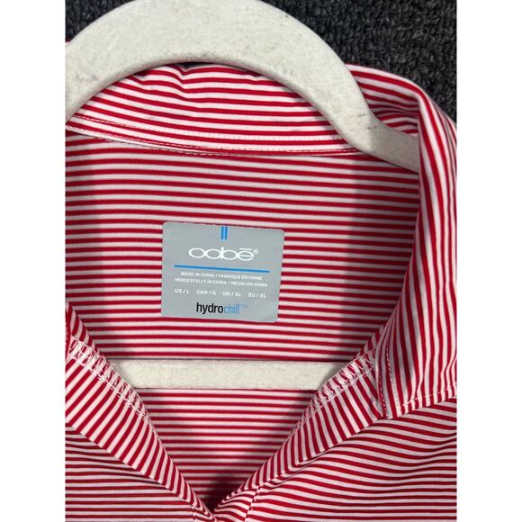 Oobe Golf Polo Shirt Mens Size L Red Striped  Short Sleeve Collared - Picture 3 of 9